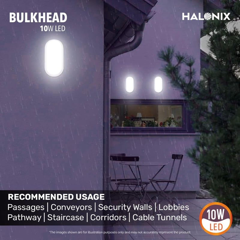 Halonix 10W wall Lamp LED Oval Shape Outdoor Bulkhead Outdoor light waterproof IP65 Waterproof Porch Light for Outdoor Garden Bathroom Light Cool White Pack of 1 - Image 3