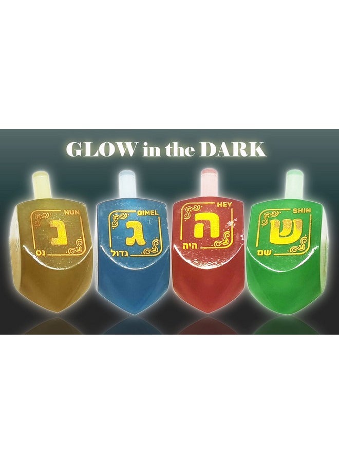 Izzy 'n' Dizzy Hanukkah Dreidels - Glow In The Dark Dreidel - 4 Pack Medium  - Image 3