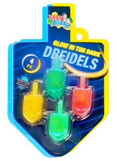 Izzy 'n' Dizzy Hanukkah Dreidels - Glow In The Dark Dreidel - 4 Pack Medium  - Image 4