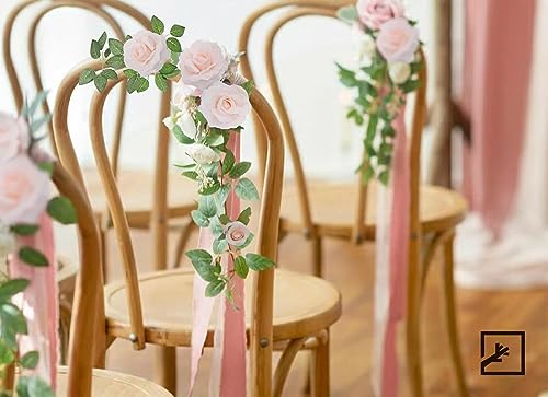 ZIFTY 5Pcs 32.5FT Pink Flower Garland Fake Rose Vines for Tea Party Mother's Day Decorations Faux Artificial Floral Garland Hanging Rose Ivy for Baby Shower Wedding Arch Ceremony Outdoor Wall Decor - Image 5
