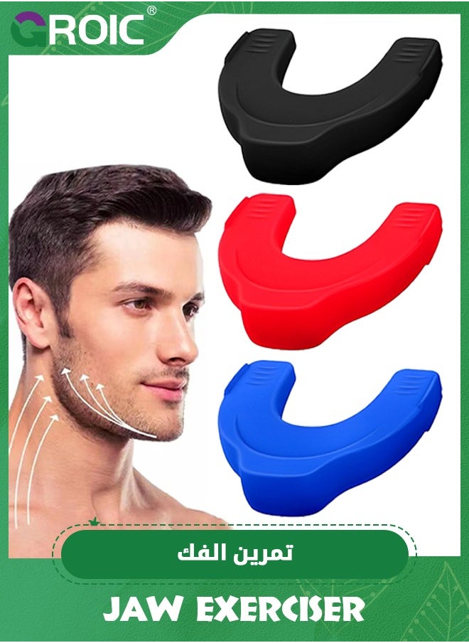 GROIC 3PCS Jaw Trainer,3 Resistance Levels Silicone Jaw Exerciser，Activating Tightening Strengthening Facial Muscles Jawline Trainer,Jaw Workout and Face Exerciser,Silicone Facial Exerciser  - Image 1