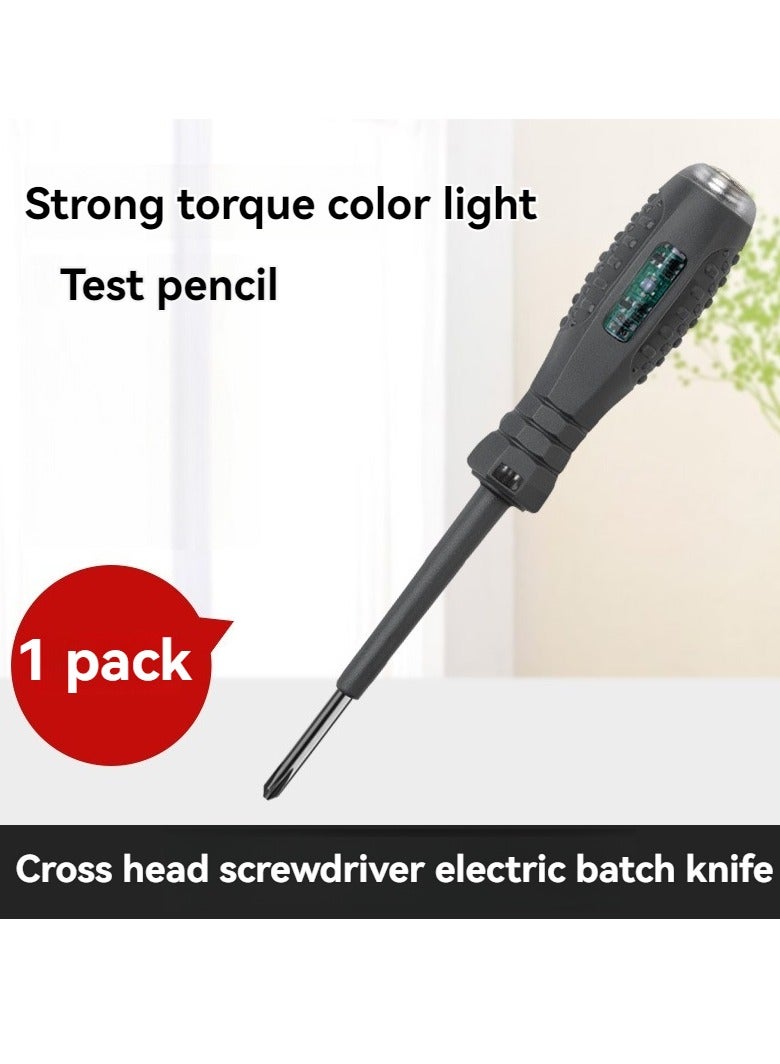 Multifunctional test pen high torque LED bright color photoelectric pen cross screwdriver test pen electrician special  - Image 1