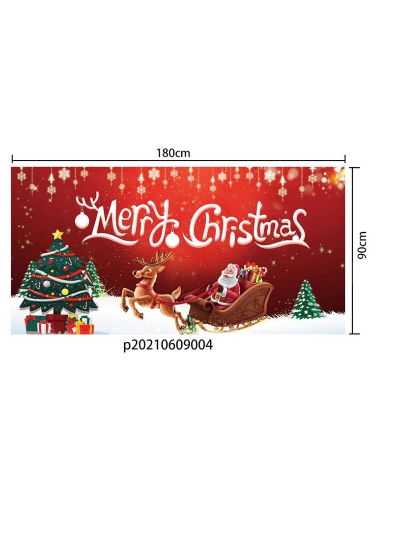 Large Merry Christmas Banner, Christmas Decorations Banners, Snowman Christmas Tree Hanging Huge Sign, Xmas Decoration Christmas Holiday Party Supplies for Outdoor,Indoor,Yard,Garden,Porch,Lawn (A)  - Image 2