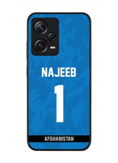 Cover for Redmi Note 12 Pro 5G, Rugged Black Slim fit Soft Flexible Thin Protective Phone Cases - Player Name - Najibullah Zadran, Jersey Number- 1