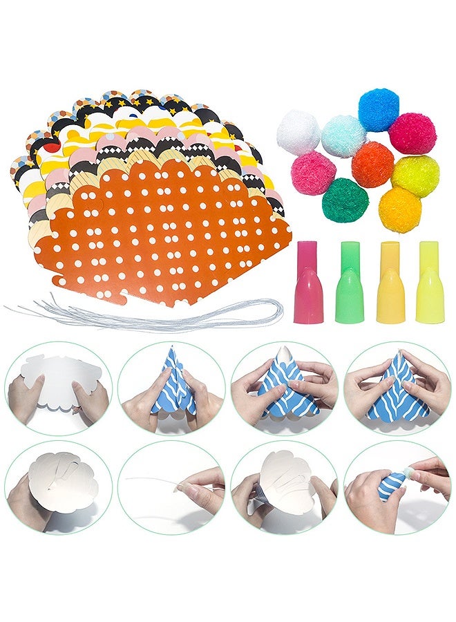 MXN 9 Pcs Colorful Birthday Party Hat with 2 Birthday Glasses and 4 whistles, Pompoms Cone Paper Hat for Kids and Adults Birthday, Party Supplies Photo Props - Image 3