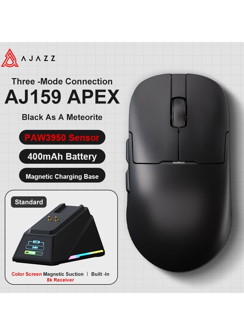 آجاز - ماوس ألعاب AJ159apex من AJAZZ لاسلكي بتقنية البلوتوث وثلاثي الأوضاع وخفيف الوزن مع قاعدة شحن - Image 1