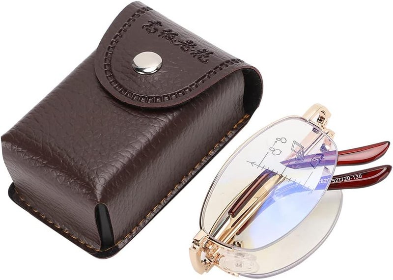 كلاراكو نظارات كلاركو متعددة البؤر التقدمية لقصر النظر الشيخوخي، نظارات قراءة قابلة للطي تحجب الضوء الأزرق، نظارات معدنية لكبار السن مع صندوق لتخفيف التعب، نظارات عالية الدقة للرجال والنساء (نوع الحب - +250) - Image 1