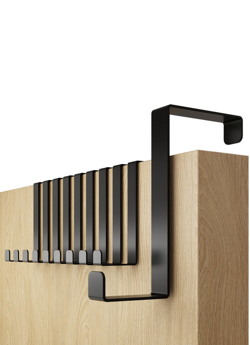 4smile Over Door Hanger Set of 10 – Black Door Hooks for Leaf Depth 3.6 cm (1.4") + 4.6 cm (1.8"), Sturdy Coat Hooks for Door, Over Door Hook - Image 1