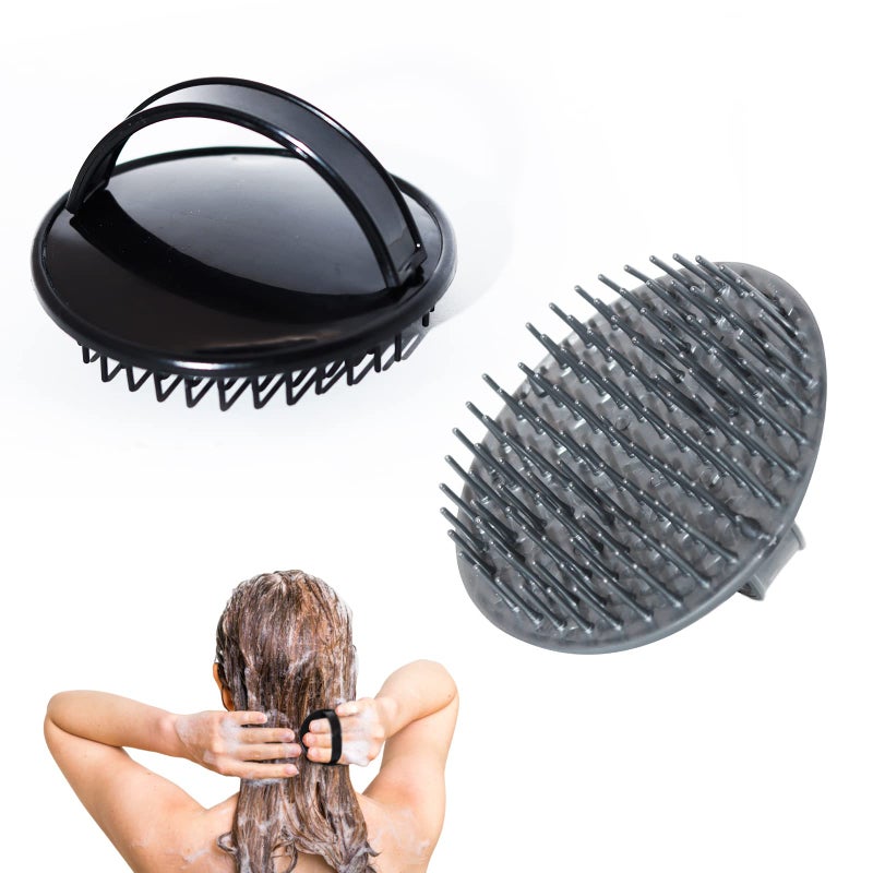 2pcs Scalp Massager Shampoo Brush for Dandruff Removal and Hair Growth Shower Washing Hair Scrub Brush Tool for Women Men Pet Black Grey