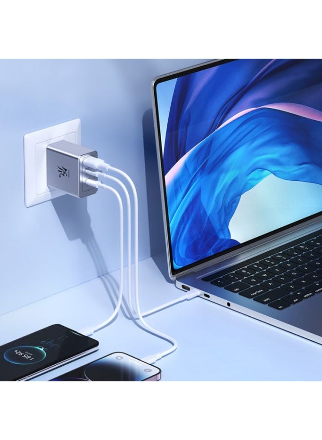 ريد ماجيك شاحن سريع ٦٥ واط من ريد ماجيك، محول طاقة مدمج بثلاثoة منافذ (منفذين سي ومنفذ إيه) للهواتف، الأجهزة اللوحية واللابتوبات - مع كايبل - منفذ امريكي - Image 3