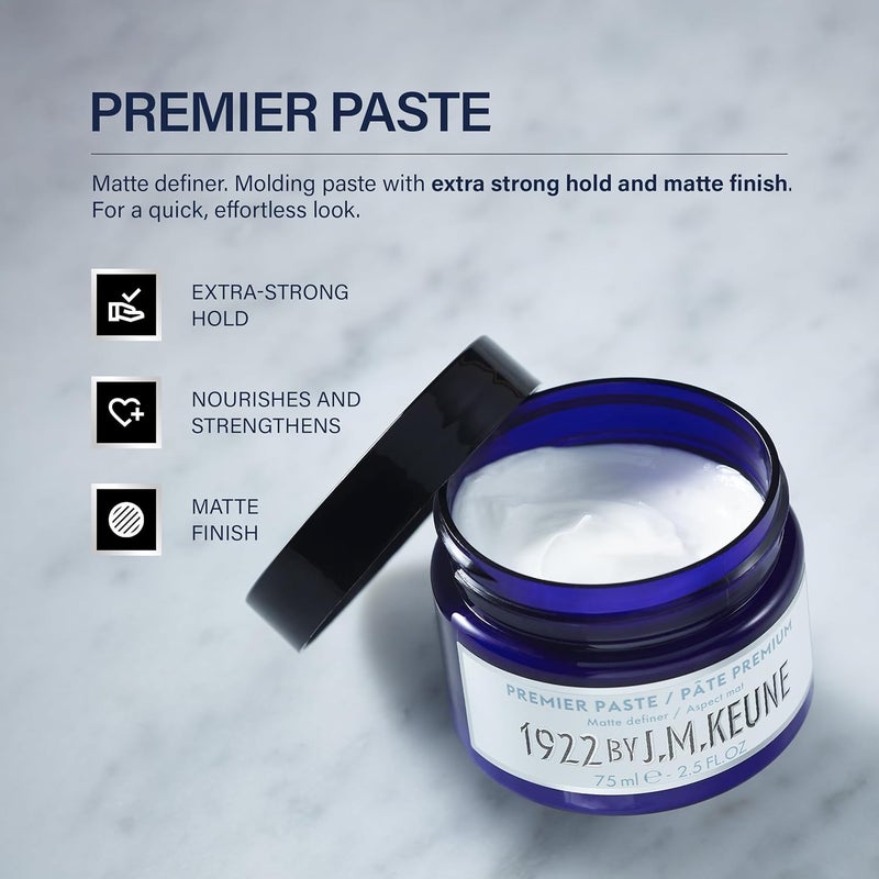 Keune 1922 by J.M. Premier Paste, Extra Strong Hold & Matte Finish Styling Paste for Men, 2.5 Fl Oz - Image 2