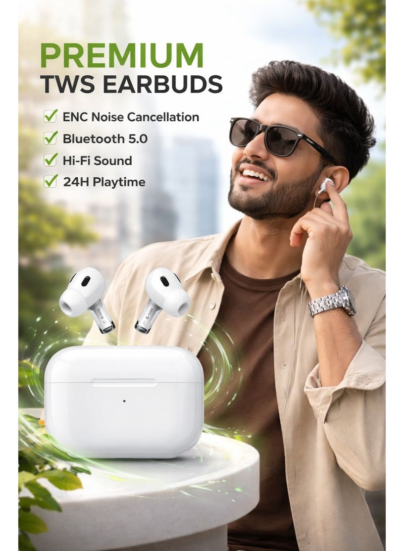 TWS سماعات BOXU BT M35 TWS بلوتوث 5.0 مع تقليل الضوضاء ENC وحافظة شحن - Image 2