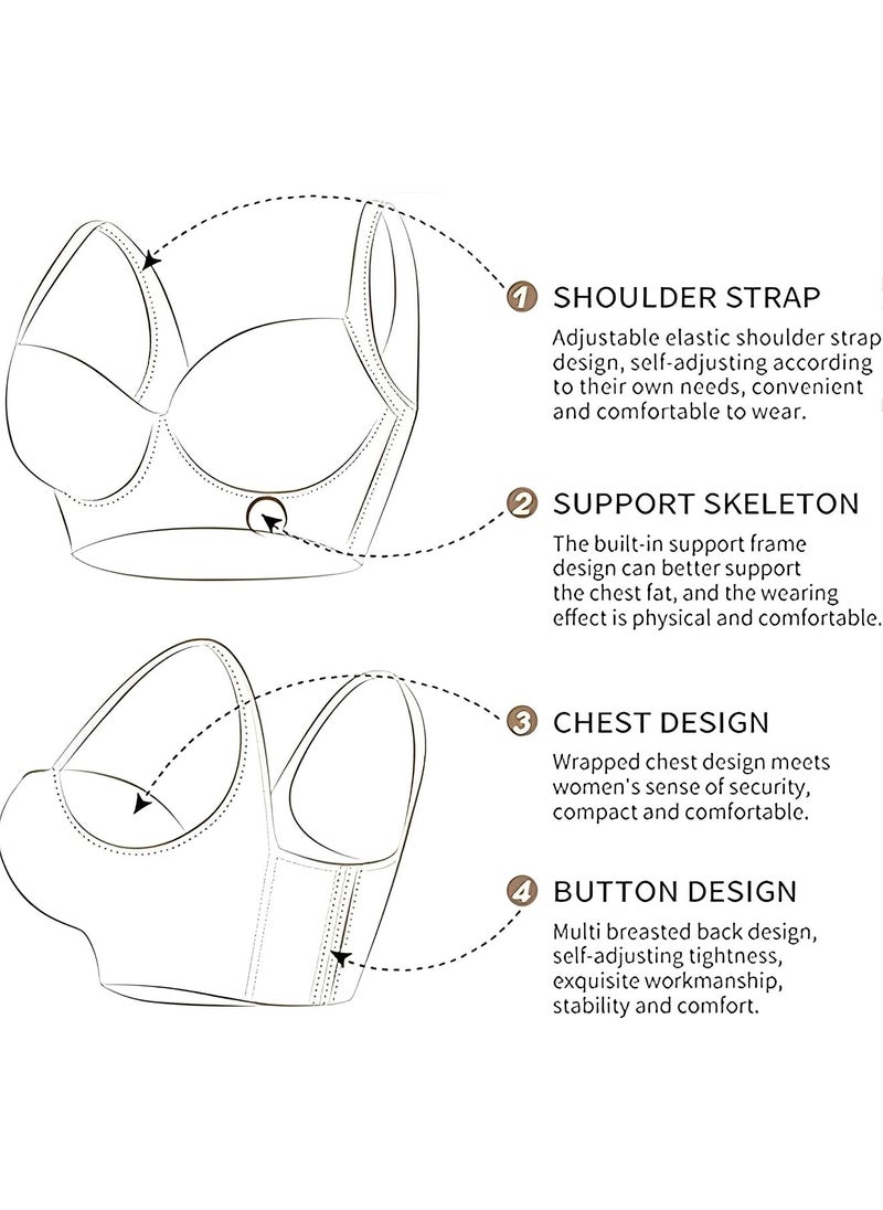 REOCLE - Women's Deep Cup Bra Hide Back Fat Full Back Coverage Fashion Bra with Shapewear Push Up Bra Sculpting Uplift Bra Sport Bra - Image 1