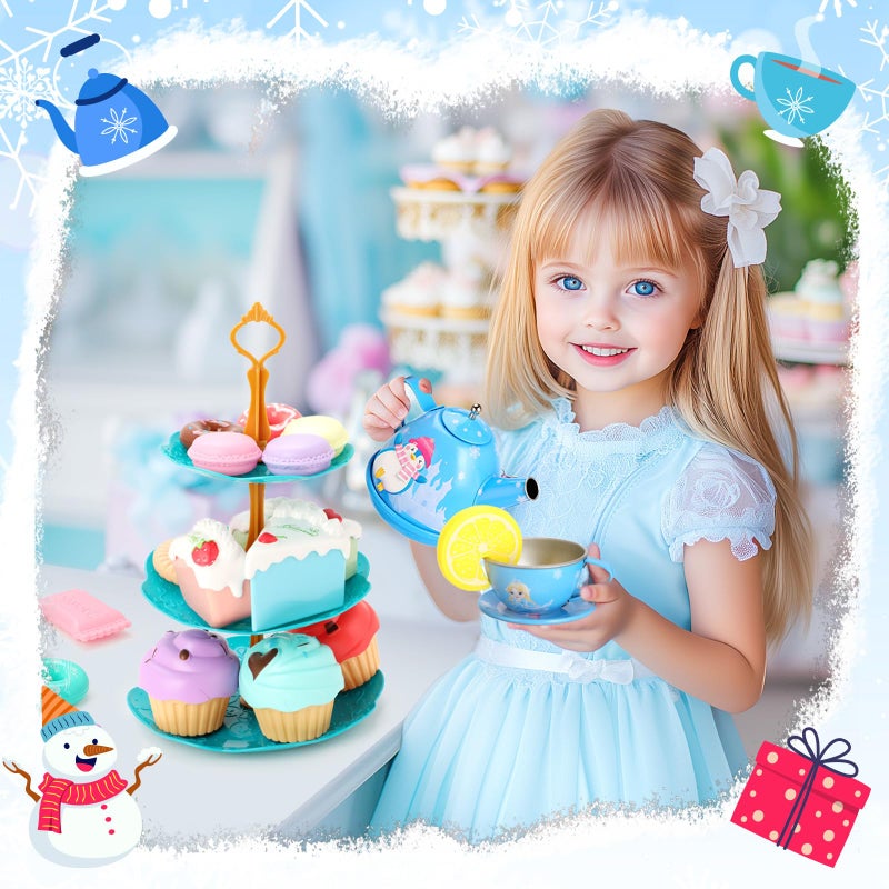 INNOCHEER Tea Party Set for Little Girls Toys, Toys for Kids, Tea Sets for Toddlers 3-5, Pretend Play Kitchen Toy, Birthday Christmas Princess Gifts Toys for 3 4 5 6 7 + Year Old Girls - Image 5