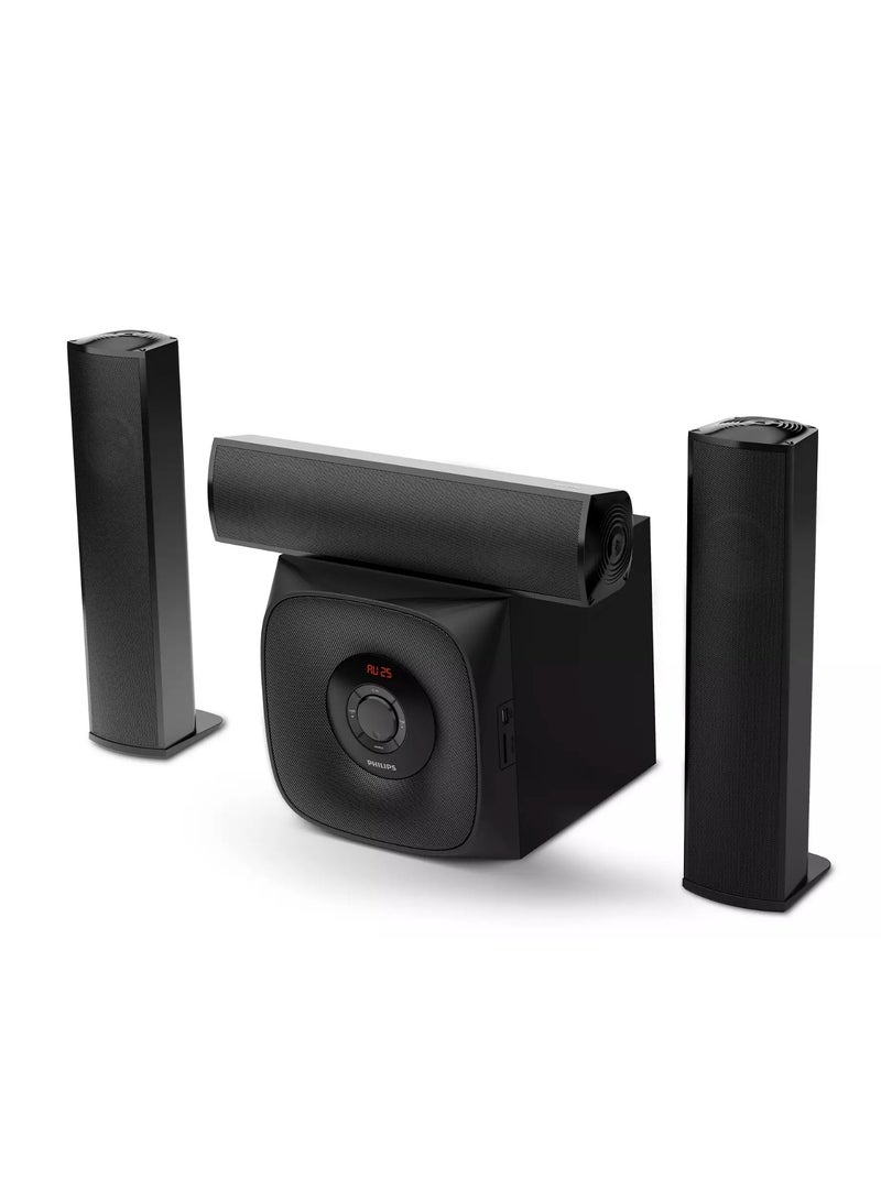 Philips 2.1 Bluetooth Multimedia Speakers 60W-USB-AUX-Remote Control-LED Display MMS3160B Black - Image 1