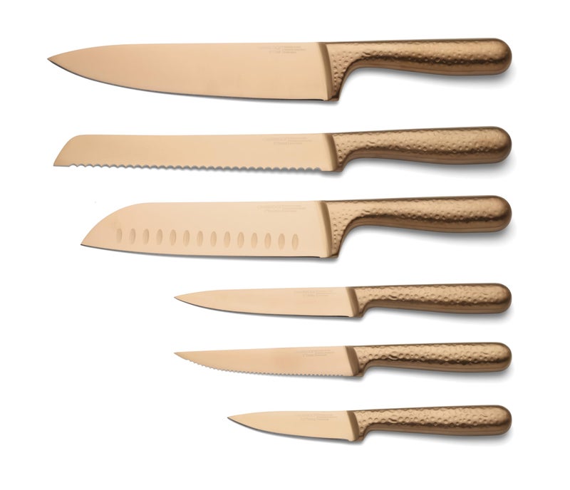 Cambridge Silversmiths Rame Hammered Copper 12-Piece Cutlery Set with Block - Image 2