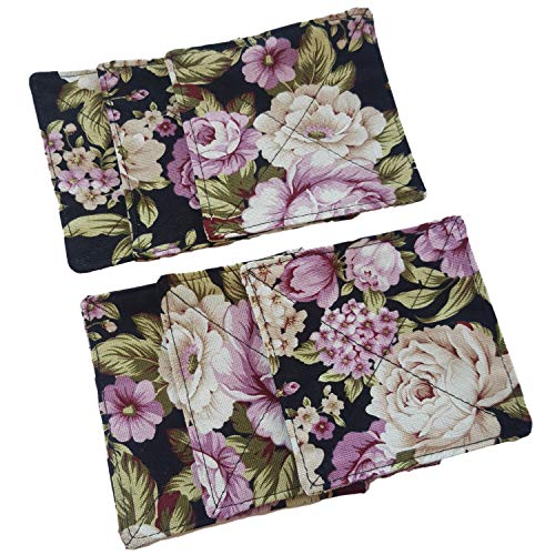 CUSHYSTORE Canvas 2 Layers Coasters Saucers Absorbant Mat Pad Floral Botanical Style Fabric Quilted for Glass Cup Drinking 4", 6 Pack (Night Rose Garden) - Image 4