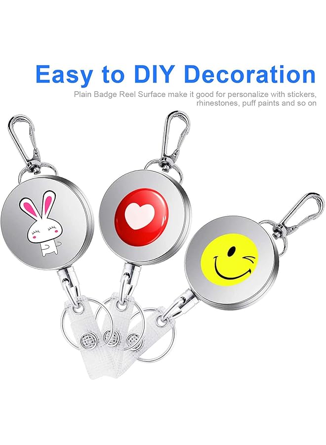 إيروريكس حامل شارة قابل للسحب مع مشبك بكرة مكون من 3 قطع حامل شارة معدني قوي مع خطاف دوار وجسم معدني ومشبك وحزام هوية قابل للسحب وحلقة مفاتيح وسلسلة مفاتيح فضية - Image 5