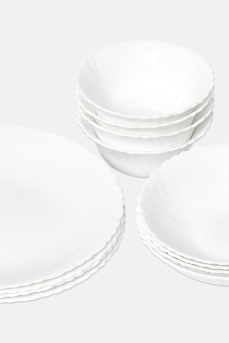 Gibson Home طقم أدوات مائدة من زجاج أوبال المقسى مكون من 12 قطعة، أبيض - Image 4