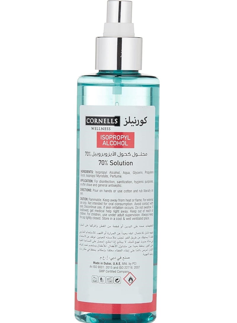 CORNELLS WELLNESS Wellness Isopropyl Alcoh*l 70% Solution Antiseptic Disinfectant Blue 250 ML - Image 2