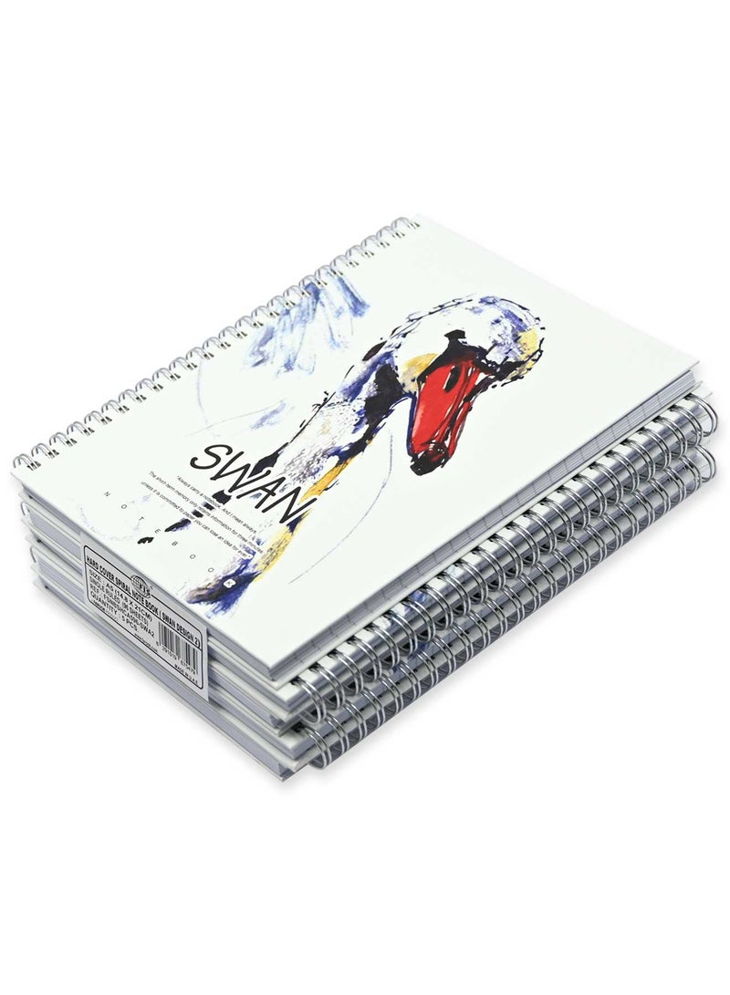 FIS مجموعة FIS من 5 دفاتر ملاحظات ذات غلاف صلب حلزوني، 96 ورقة تصميم البجعة A5 2 -FSNBSHCA596-SWA2 - Image 3