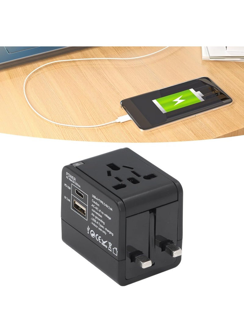 Universal Travel Adapter International Socket Outlet Dual USB Plug Charger 2 Worldwide for Phone Laptop (Black) - Image 5