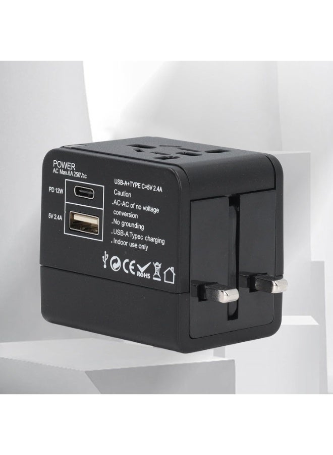 Universal Travel Adapter International Socket Outlet Dual USB Plug Charger 2 Worldwide for Phone Laptop (Black) - Image 4