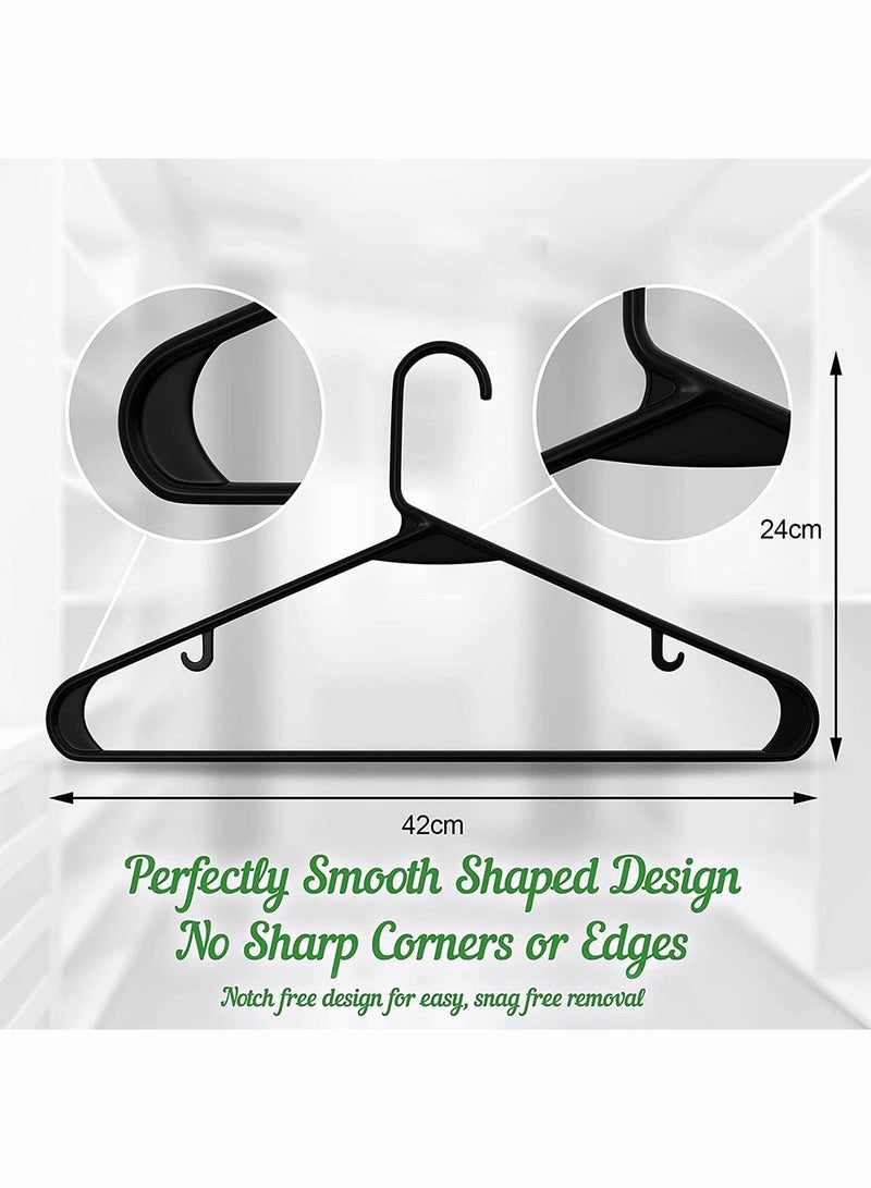 إسكدنيا شماعات ملابس بلاستيكية، 30 عبوة من شماعات المعاطف والملابس شديدة التحمل، شماعات ملونة نابضة بالحياة، خفيفة الوزن وموفرة للمساحة (أسود) - Image 2