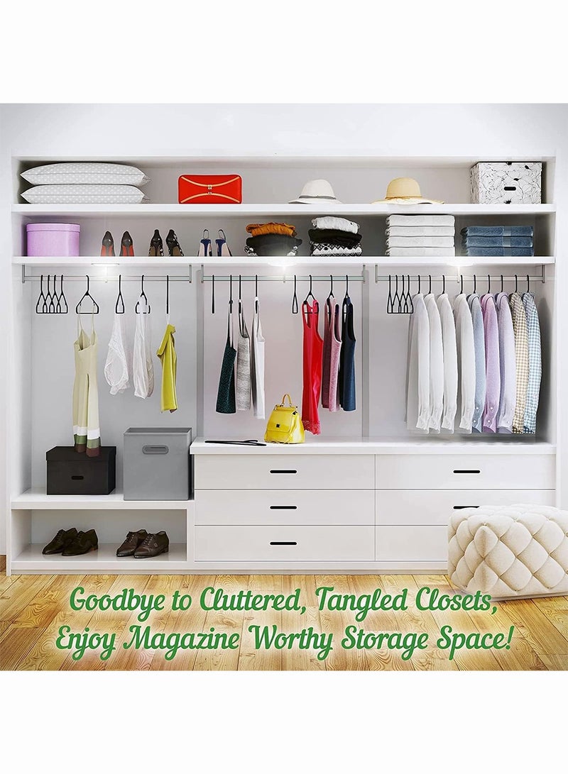 إسكدنيا شماعات ملابس بلاستيكية، 30 عبوة من شماعات المعاطف والملابس شديدة التحمل، شماعات ملونة نابضة بالحياة، خفيفة الوزن وموفرة للمساحة (أسود) - Image 5