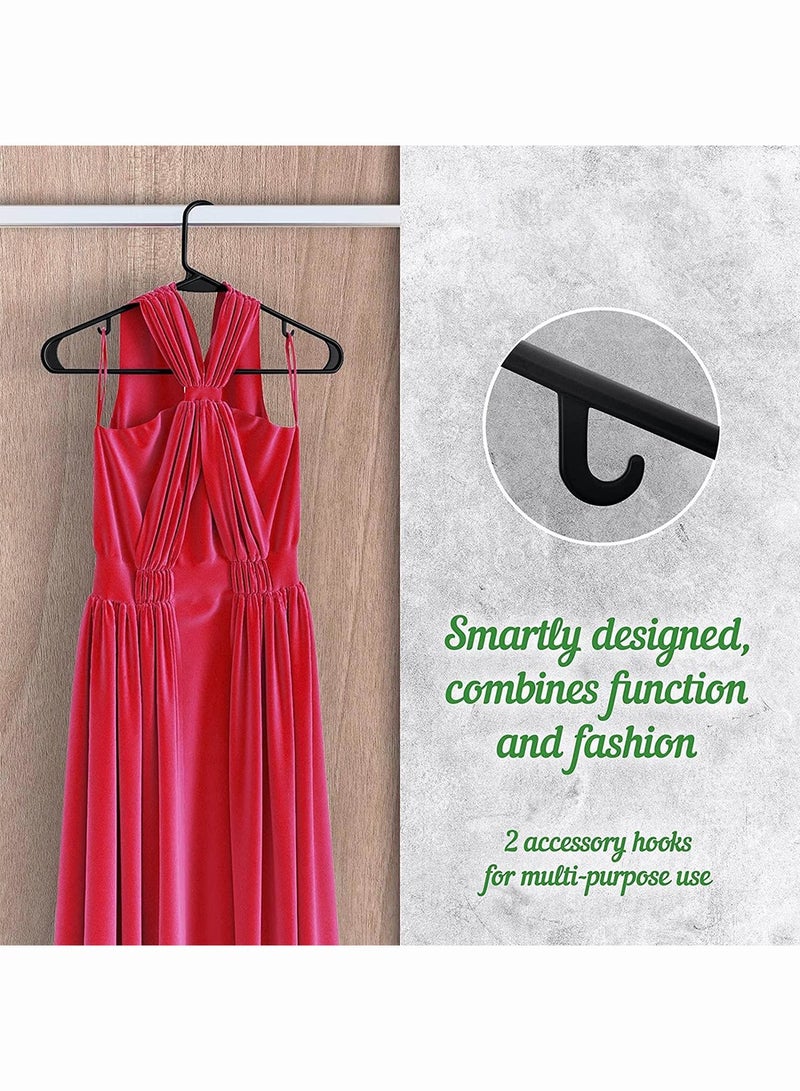 إسكدنيا شماعات ملابس بلاستيكية، 30 عبوة من شماعات المعاطف والملابس شديدة التحمل، شماعات ملونة نابضة بالحياة، خفيفة الوزن وموفرة للمساحة (أسود) - Image 3