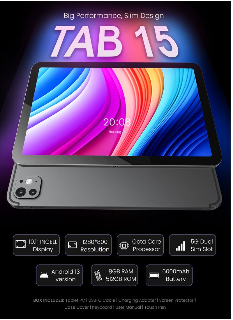 أوتيتو - تابلت اوتيتو 15؛ بشاشة 10.1 بوصة؛ 8GB RAM، 512GB تخزين؛ كاميرا 13MP؛ بطارية 6000mAh؛ أندرويد 13 بلون ازرق - Image 1