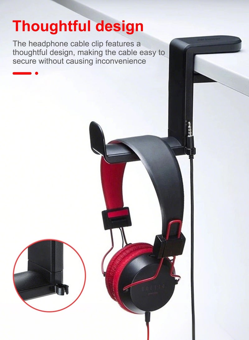 DRAKLAW 3-in-1 PC Gaming Headset and Controller Holder, Headphone Stand with 360° Rotation Non-Slip Clamp & 2 Controller Holders, Universal Gaming Accessories Organizer for Controllers, Headphones, and Cables,Black - Image 4