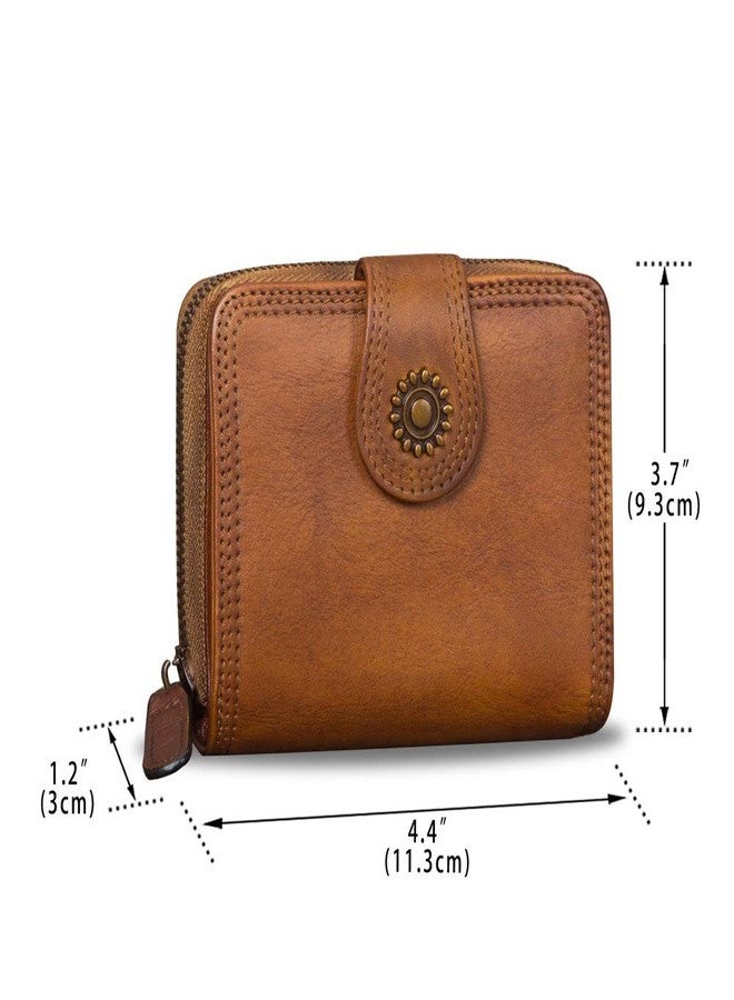 IVTG Bifold Leather Wallets for Women Vintage Handmade Small Clutch Short Purse with Zip Card Holder Organizer - Image 4