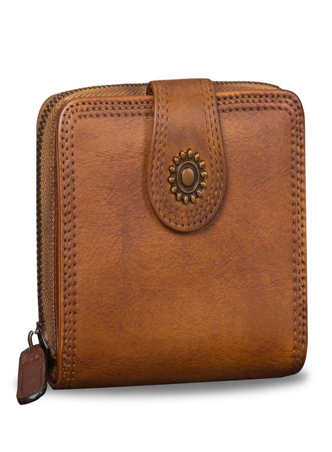IVTG Bifold Leather Wallets for Women Vintage Handmade Small Clutch Short Purse with Zip Card Holder Organizer - Image 1