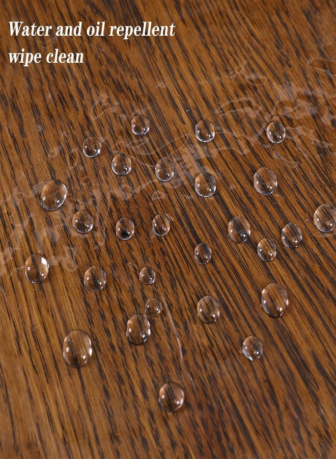 Jusmate Clear Vinyl Tablecloth Protector Transparent PVC Lace Border Plastic Waterproof Oil-Proof Round Table Cover for Kitchen Home Dining Holiday Decoration (Champagne, Round 70 Inch) - Image 2