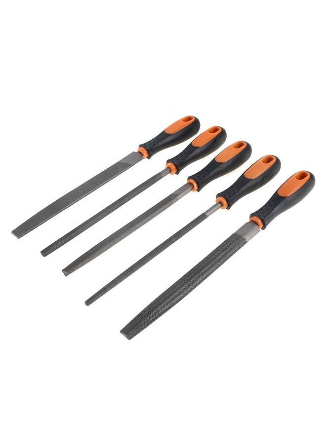 BMB tools - 5PC File  Set |High Carbon Steel File |Rasp Set with Soft Rubber Non-slip Handle| Round/Half Round/Flat/Triangle/Square |Grinding Hand Tool Set for Wood, Metal, Plastic - Image 1