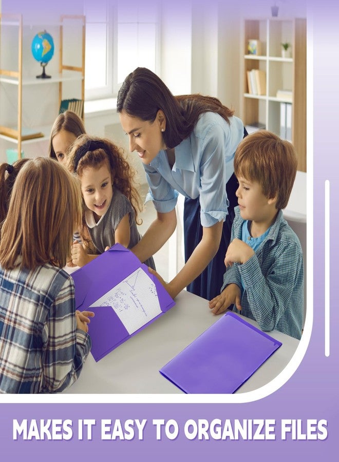 Henoyso 36 Pcs Plastic Folders with Clear Front Pockets Folders with Pockets Heavy Duty File Folders Folders with Pockets and Card Slot for Kids Office School Work (Purple) - Image 5