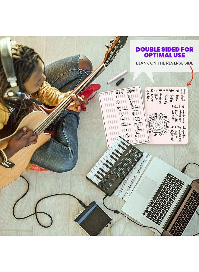 سكريبل دو مجموعة من 10 ألواح بيضاء قابلة للمسح الجاف لتدريس الموسيقى للموظفين، مقاس 9 × 12 بوصة، لكتابة النوتات الموسيقية والمزيد (لوح أبيض مزدوج الجوانب)، لوازم الفصول الدراسية الموسيقية، تتضمن 10 ممحاة - Image 2