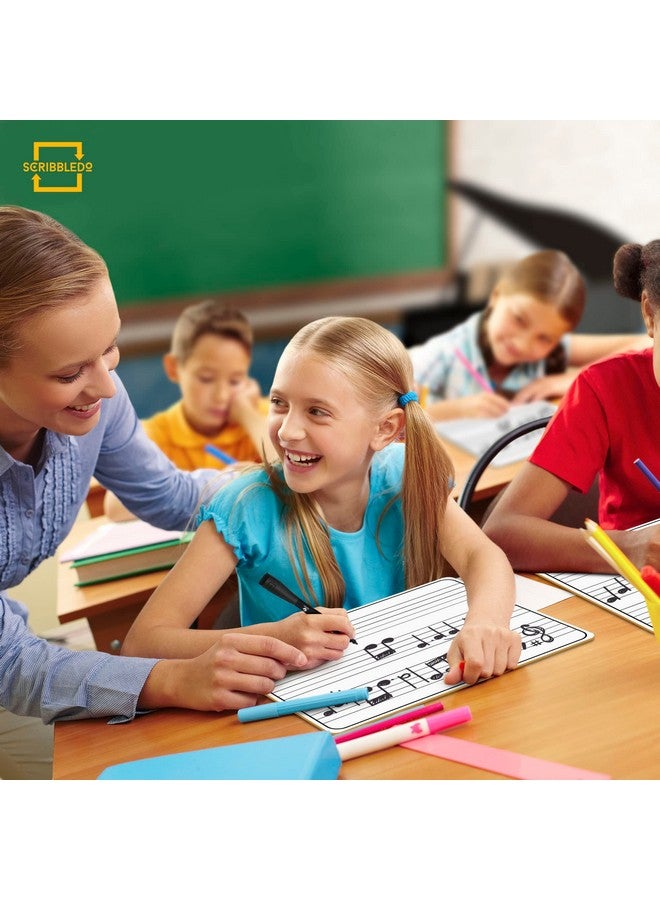 سكريبل دو مجموعة من 10 ألواح بيضاء قابلة للمسح الجاف لتدريس الموسيقى للموظفين، مقاس 9 × 12 بوصة، لكتابة النوتات الموسيقية والمزيد (لوح أبيض مزدوج الجوانب)، لوازم الفصول الدراسية الموسيقية، تتضمن 10 ممحاة - Image 4