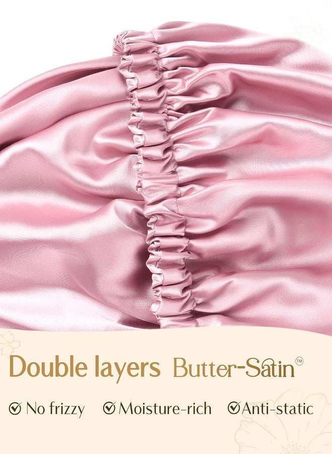 Craftelio Luxury Satin Silk Hair Bonnet for Sleeping with Satin Scrunchie | For Women & Girls | Curly, Straight & All Hair Types - (Rose) - Image 5