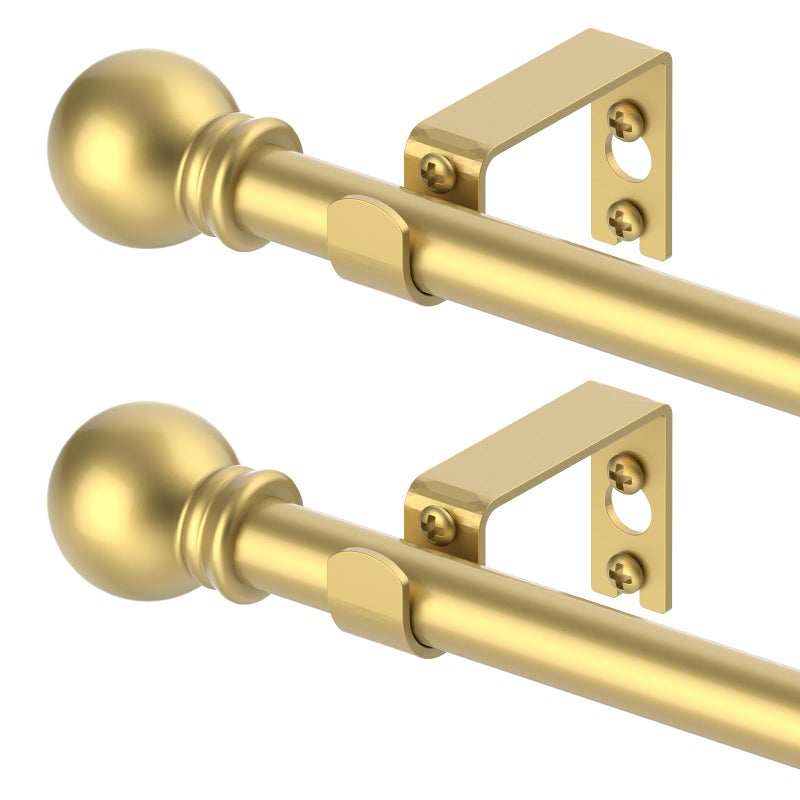 GXOACKJ 2 Pack Gold Curtain Rods for windows 32 to 48 inch, 5/8 inch Splicing Heavy Duty Metal Curtain Rod Set with Brackets - Image 1