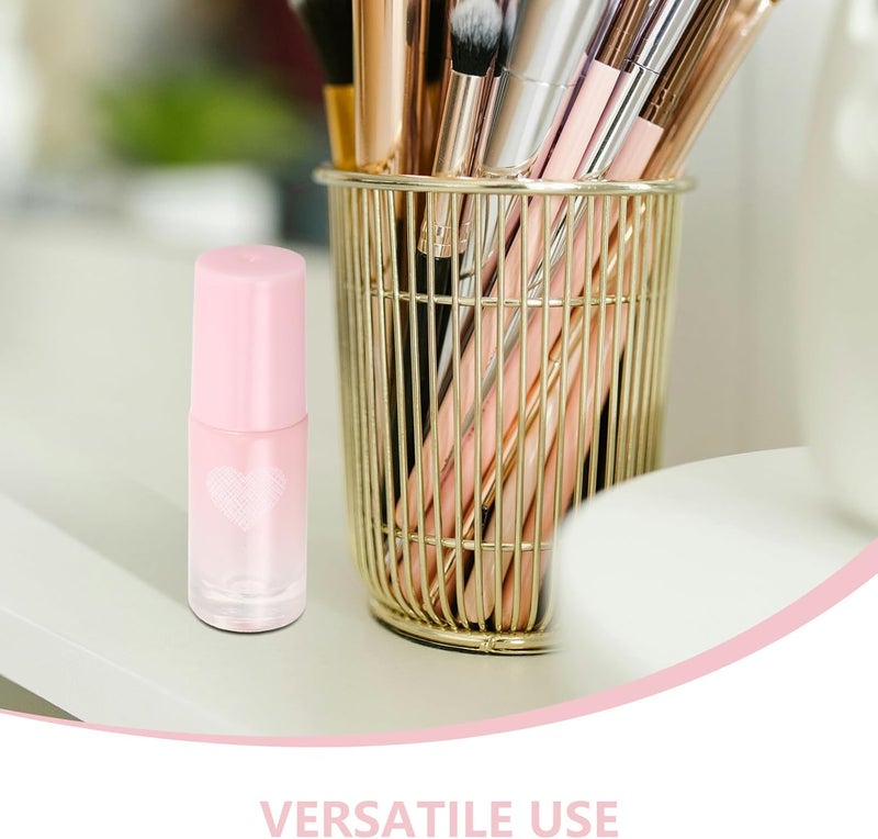 Healeved 5ml Heart-shaped Gradient Pink Refillable Perfume Bottles with Roller Balls Leakproof Essential Oil Roll-on Bottles for Travel and Home Massage - Image 2