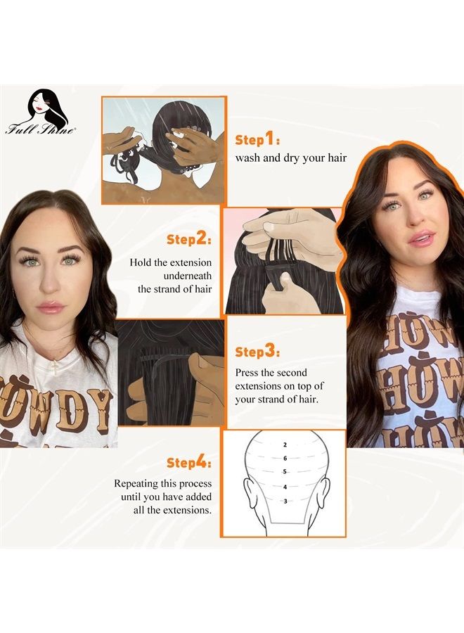 Fshine Tape in Hair Extensions Human Hair 18 Inch Balayage Tape in Extensions Color 3 and 8 Brown Fading to 613 Bleach Blonde Double Sided Tape Hair 20 Pcs 50 Grams Adhesive Hair Extensions - Image 2