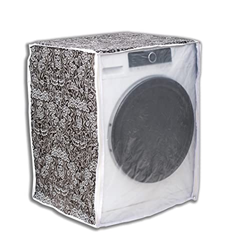 Classic® Front Load Washing Machine Cover Suitable for Siemens 6.5 Kg, 7 Kg, 7.5 Kg, 8 Kg, 8.5 Kg, 9 Kg (63cmsX63cmsX81cms, Black Flower) - Image 1
