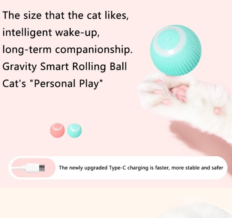 Smart Cat Toy, Type-C Rechargeable Smart Ball 360° Self Auto Rotating Kitten Toys Interactive Cat Toys Ball with LED Light for Indoor Cats Kittens Puppy Stimulate Hunting Instinct Chasing - Image 5