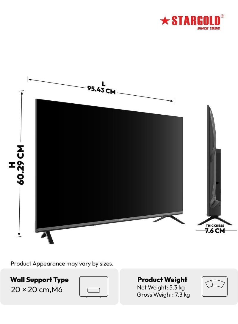 STARGOLD Best 43 inch FHD Smart TV, Frameless Design, 43 inch TV with 1GB RAM, 8GB Storage, Bluetooth 5.2, WiFi, Dolby Audio, HDR, 43-inch VA Panel, Android TV 43 inch, 43 inch DLED TV, 60Hz Refresh Rate, Best TV for World Cup, 43 inch Full HD TV 1080p LED TV, 43 inch TV Box, ZEASN App Store, USB/Internet Software Upgrade, 220 Nits Brightness, and 43 inch TV Screen - Image 2
