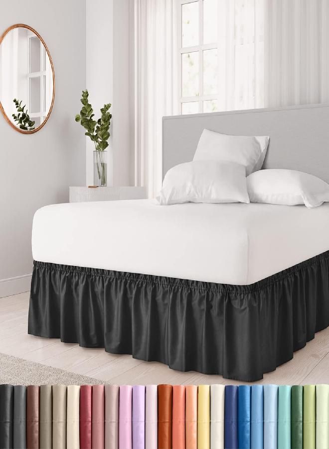 CGK Unlimited Ruffled Black King Bed Skirt - Hotel-Quality Ruffles for King Beds with 18 in. Drop - Elastic Wrap Around Dust Ruffle King Bedskirt for Easy Fitting with Brushed Fabric by CGK Unlimited  - Image 2