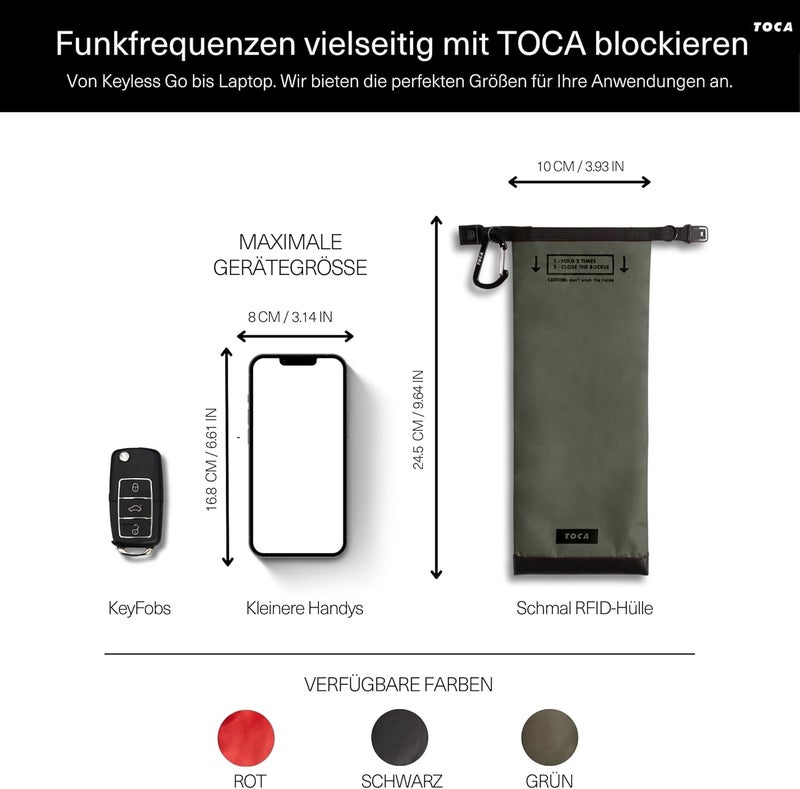 TOCA Faraday Pouch and Security Bag for Smartphones, GPS, RFID, Data Blocker, Shielding purse, Travel, Anti-hacking & Anti-tracking, Privacy Protection Green - Image 4