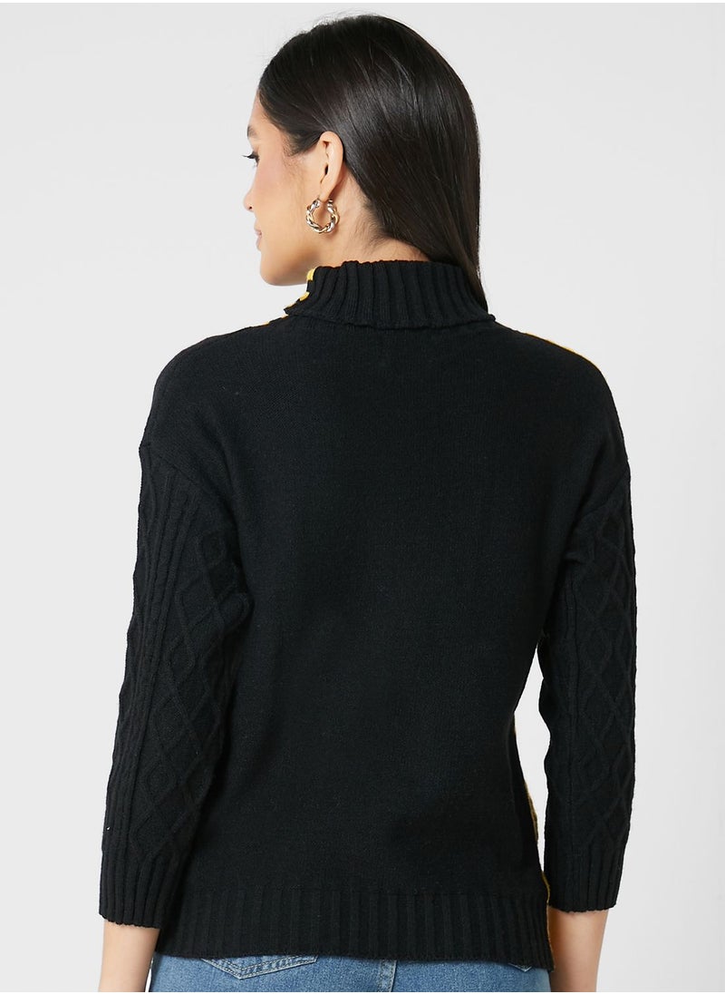 Ginger - Turtleneck Colorblock Sweater - Image 1
