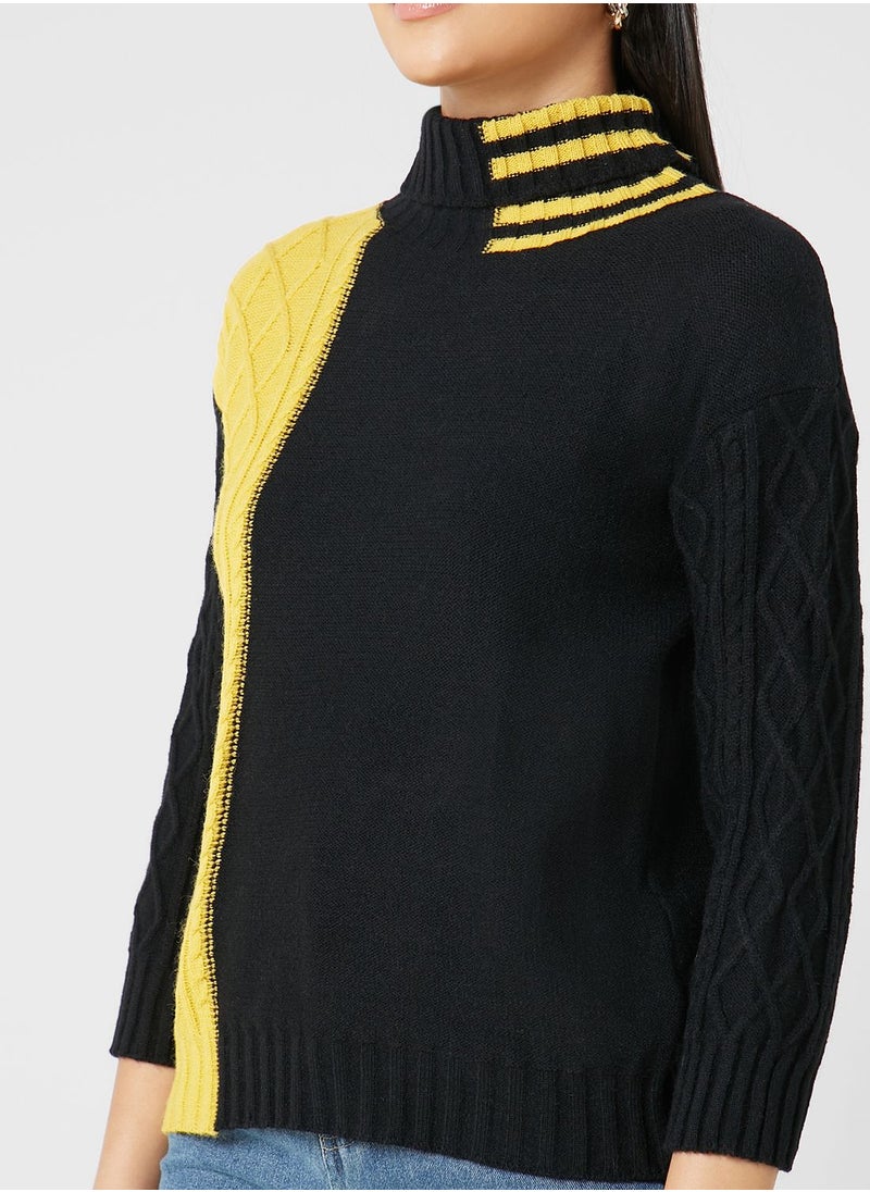 Ginger - Turtleneck Colorblock Sweater - Image 1